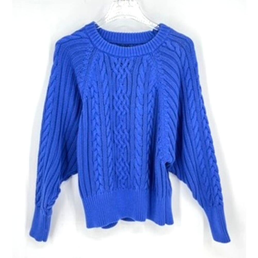 Lauren Ralph Lauren Cableknit Sweater Large Purple Blue Cotton